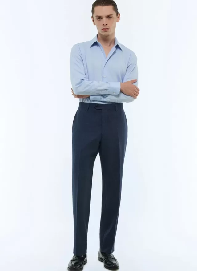 Fursac Pantalon ajusté en flanelle de laine