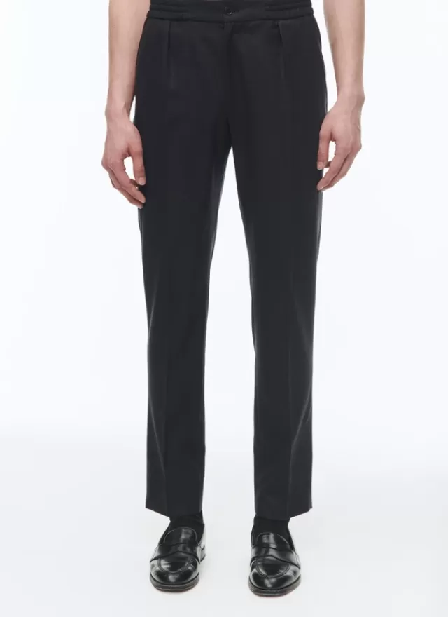 Fursac Pantalon élastiqué en flanelle de laine